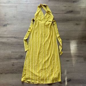 Yellow Striped Halter Dress